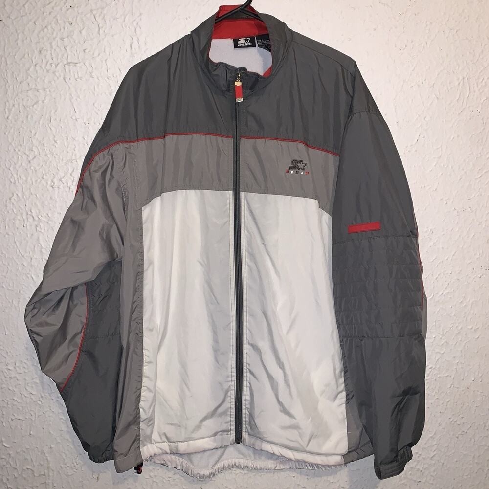 Vintage 90s Starter Windbreaker Embroidered 3 Tone Full Zip Jacket Large